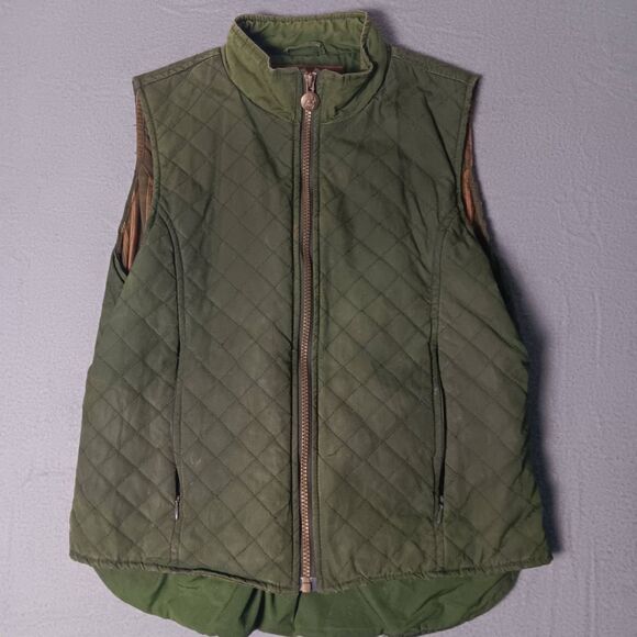Outback Trading Co Womens Small Olive Green Oilskin Quilted Vest Adjustable - Picture 1 of 13